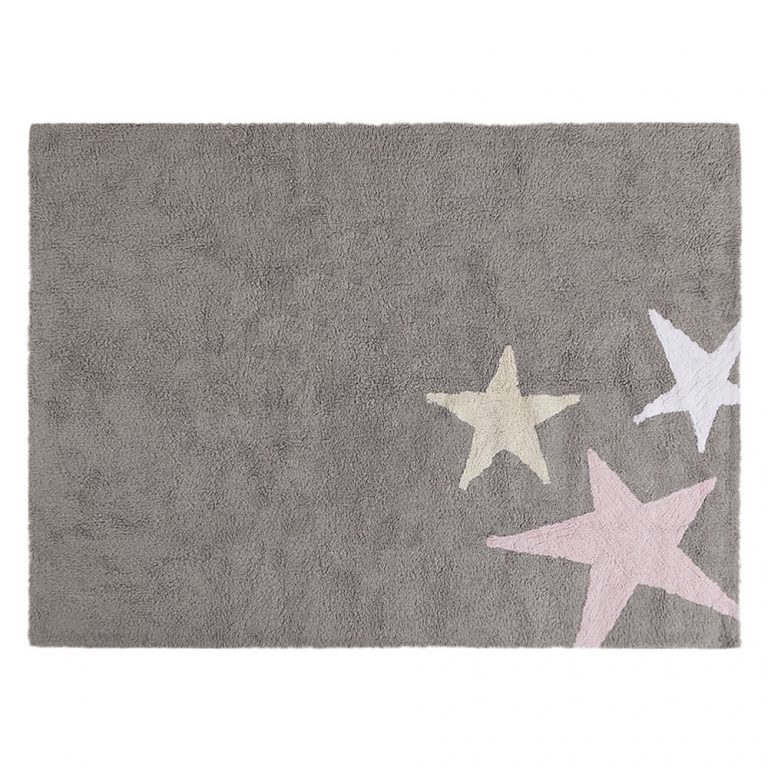 Lorena Canals Vloerkleden babykamer 3 Stars cotton grey pink