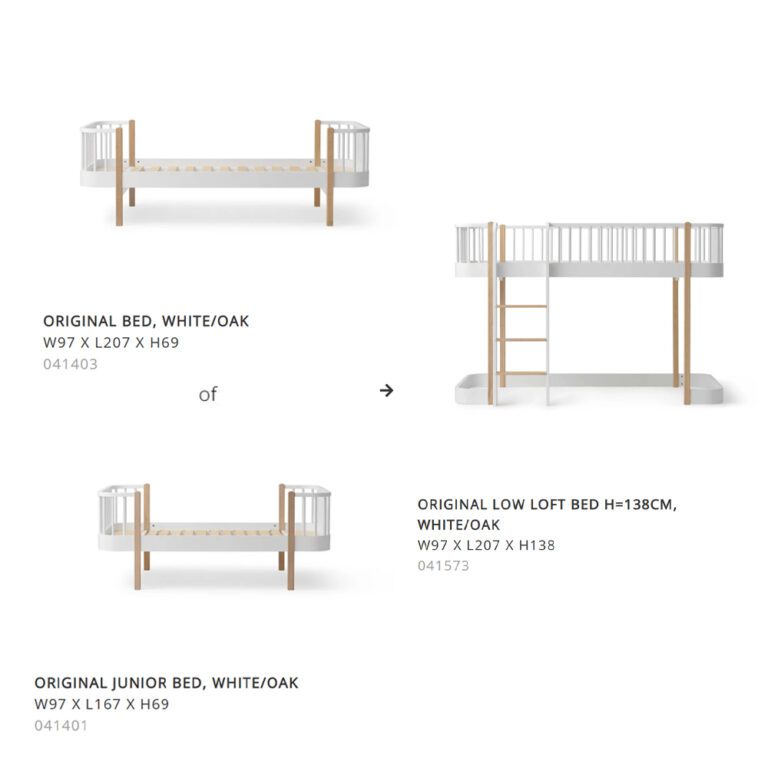 Oliver Furniture - Conversiekit - Wood Original Bed of Junior Bed naar Low Loft Bed - Wit/Eikenhout