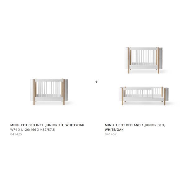 Oliver Furniture – Wood Mini+ Sibling Kit – Wit/Eikenhout (aanvulling voor Wood Mini+ Ledikant incl. Junior Kit)