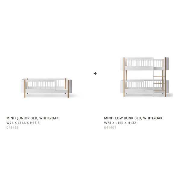 Oliver Furniture – Conversiekit – Wood Mini+ Junior Bed naar Low Bunk Bed – Wit/Eikenhout
