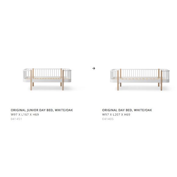 Oliver Furniture – Conversiekit – Wood Junior Day Bed naar Day Bed (90 x 200 cm) – Wit/Eikenhout