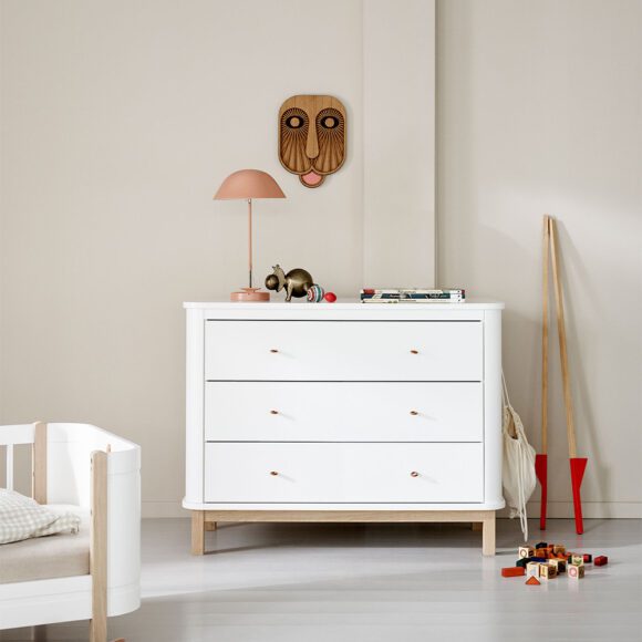 Oliver Furniture – Wood Commode 3 Lades – Wit/Eikenhout