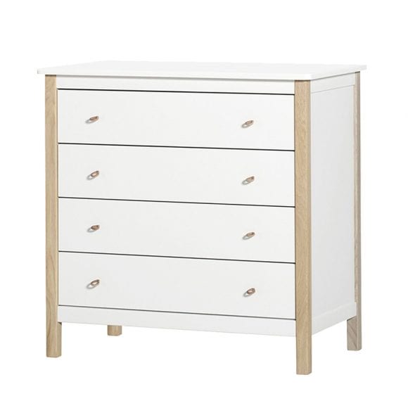 Oliver Furniture – Wood Commode 4 Lades – Wit/Eikenhout