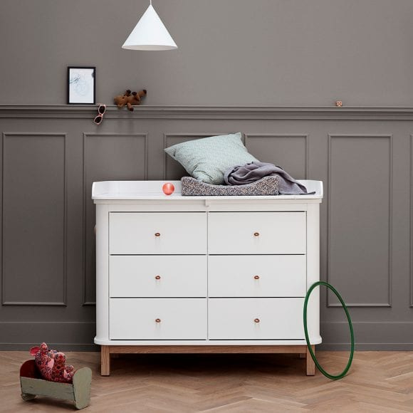 Oliver Furniture – Wood Commode 6 Lades – Wit/Eikenhout