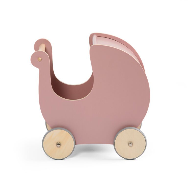 Sebra poppenwagen van hout roze