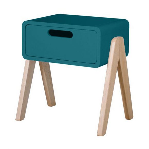 Laurette – Nachtkastje Petit Robot – Houten pootjes – Blue Canard