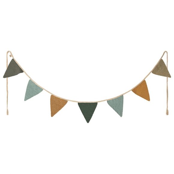 Maileg – Gebreide Slinger met 7 Vlaggen – Blauw/Grijs