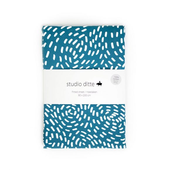 Studio Ditte – Hoeslaken – Flow Blauw – 90 x 200 cm