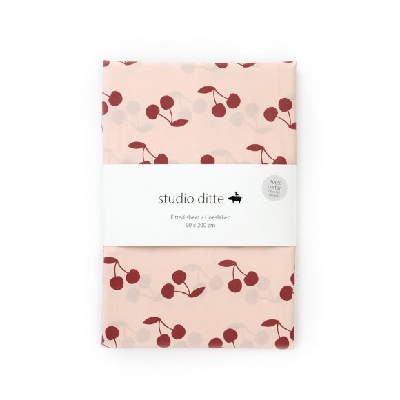 Studio Ditte – Hoeslaken – Kersen Roze Donkerrood – 90 x 200 cm