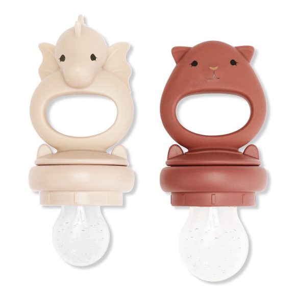 Konges Sløjd – 2 Siliconen Fruit Feeding Fopspenen Dragon – Rose Sand/Copper Brown