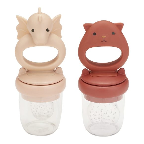 Konges Sløjd – 2 Siliconen Fruit Feeding Fopspenen Dragon – Rose Sand/Copper Brown