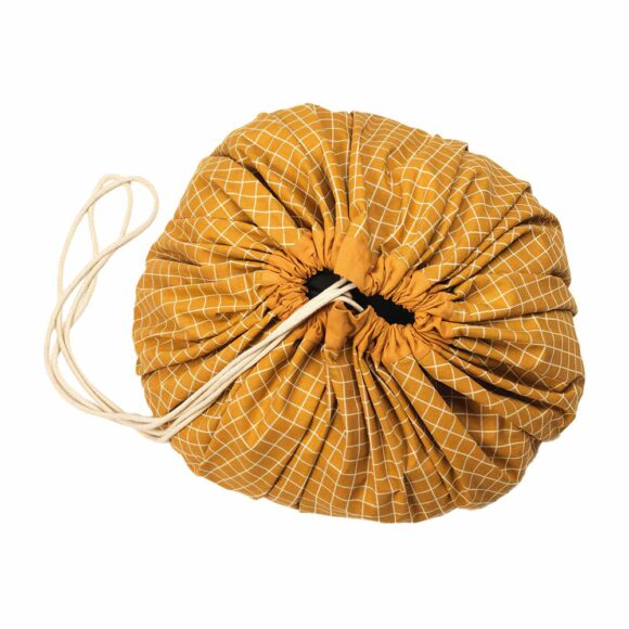 Play&Go – Speelgoedopbergtas – Prints Organic – Grid Mustard