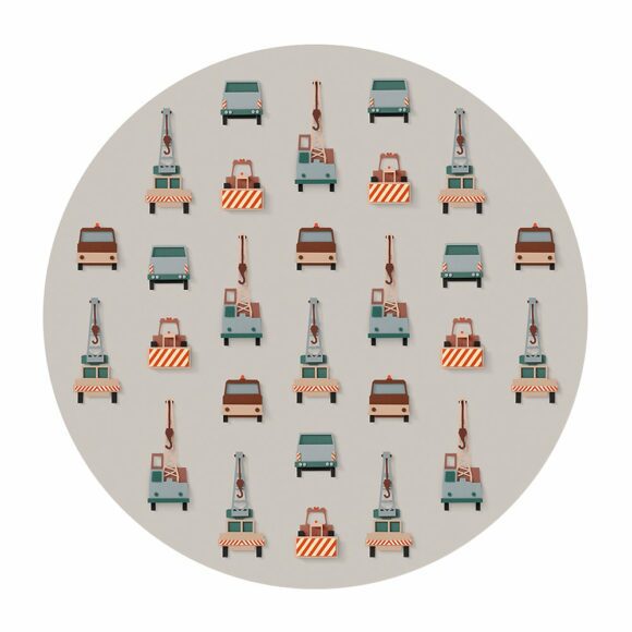 Studio Ditte – Behangcirckel 95 cm – Kraanwagen Lichtgrijs