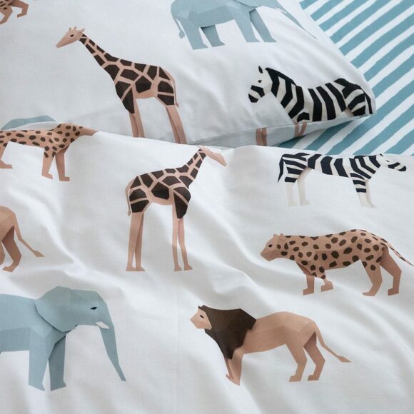 Studio Ditte – Kinderdekbedovertrek – Safari Lichtgrijs – 140 x 200/220 cm