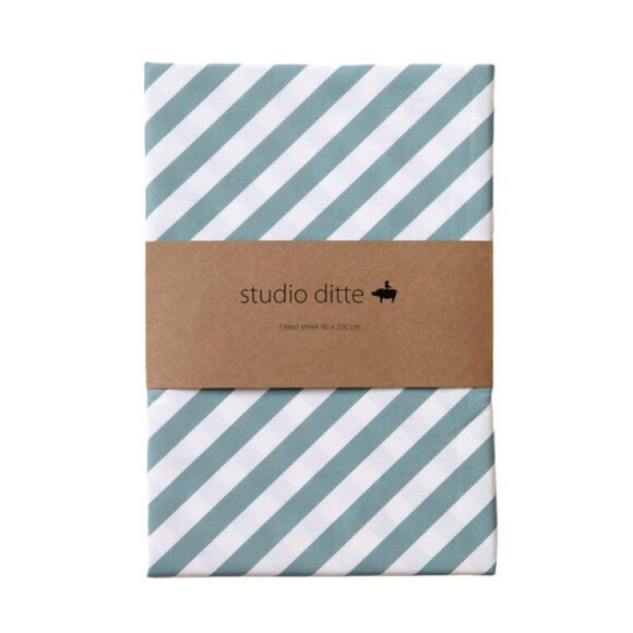 Studio Ditte – Hoeslaken – Strepen Steenblauw – 70 x 150 cm