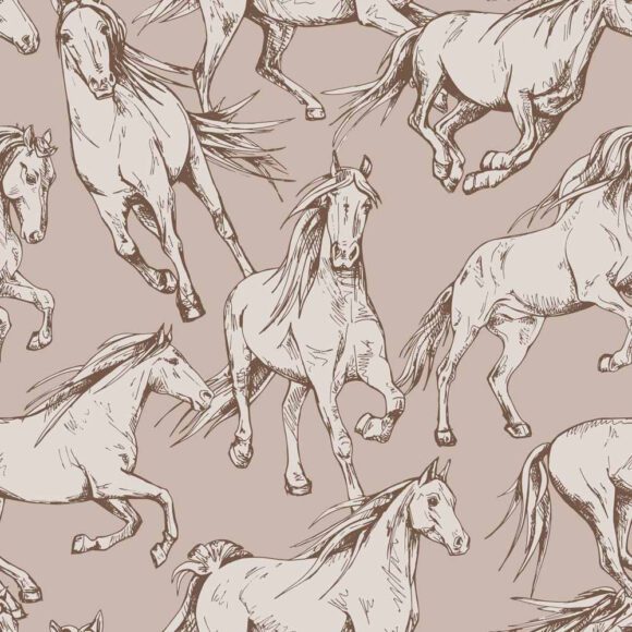 Dekornik – Kinderkamer Behang – Horses Beige