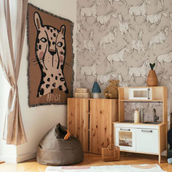Dekornik – Kinderkamer Behang – Horses Beige