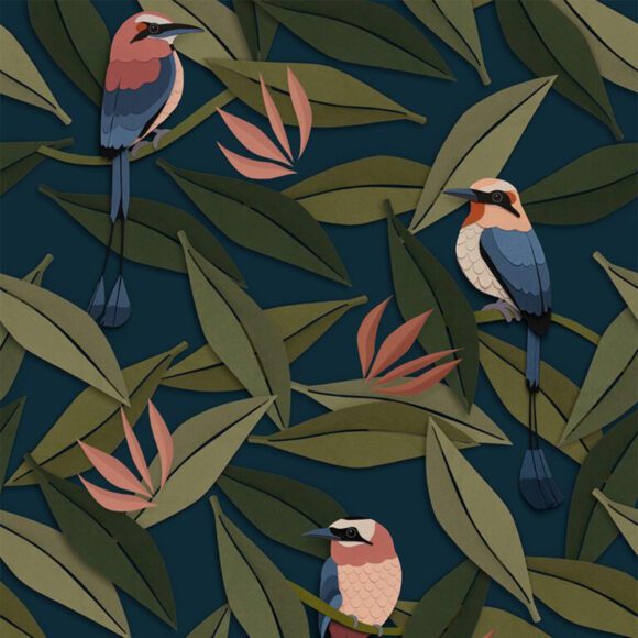 Studio Ditte – Behang Kinderkamer – Vogel – Blauw