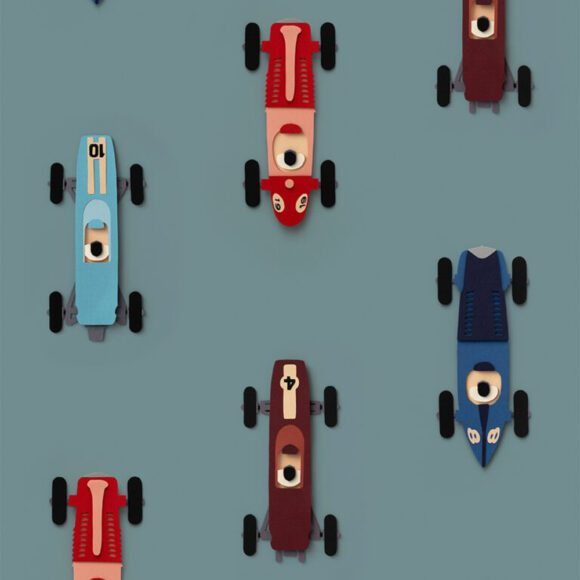 Studio Ditte – Behang Kinderkamer – Raceauto – Blauw