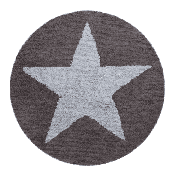Lorena Canals – Wasbaar Vloerkleed – Reversible Round Star – Blue/Dark Grey – Ø 140 cm