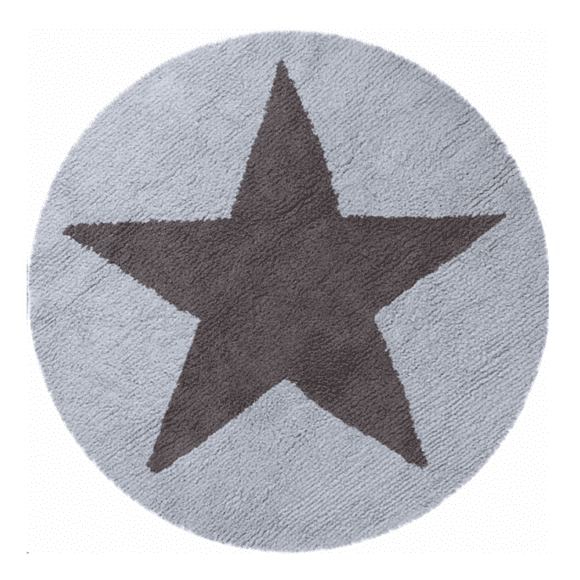 Lorena Canals – Wasbaar Vloerkleed – Reversible Round Star – Blue/Dark Grey – Ø 140 cm