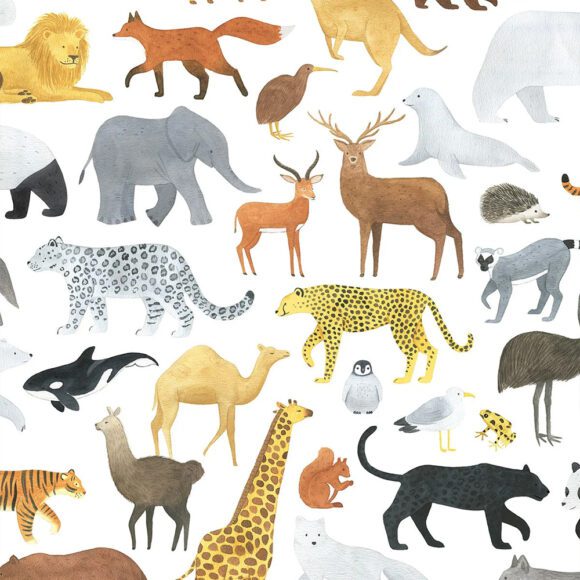 LILIPINSO – Kinderkamer Behang – Animal Pattern – 50 cm x 10 m