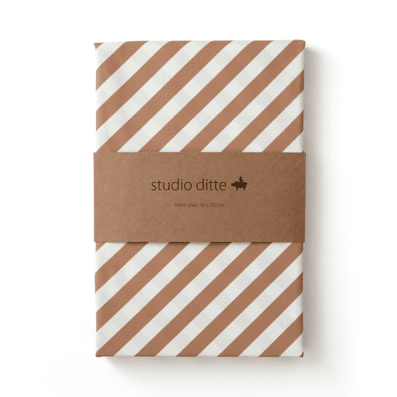 Studio Ditte – Hoeslaken – Strepen Karamel – 90 x 200 cm