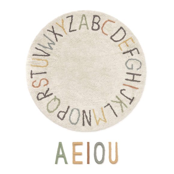 Lorena Canals – Wasbaar Speel Vloerkleed – ABC Color and Letters – Ø 120 cm
