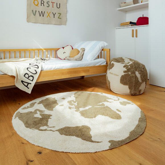Lorena Canals – Wasbaar Vloerkleed – RugCycled World Map  – Ø 120 cm
