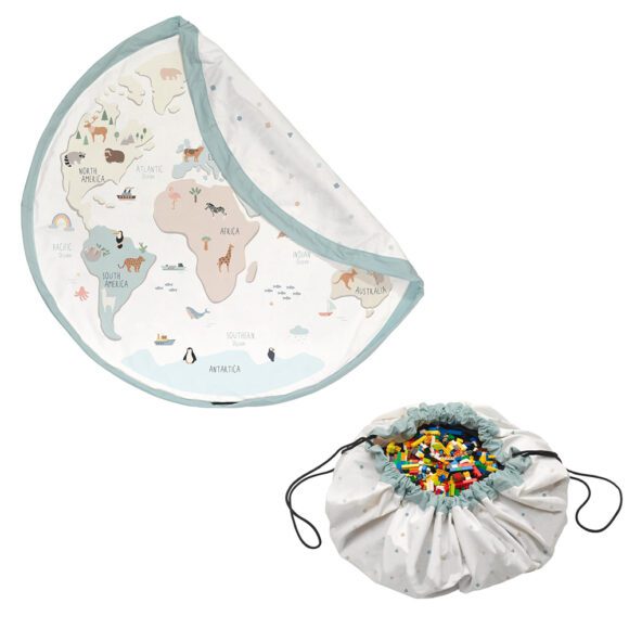 Play&Go – Noomad 2-in-1 Speelkleed & Opbergzak – Worldmap Colour