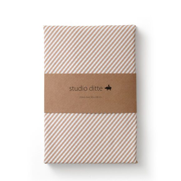 Studio Ditte – Hoeslaken – Smalle Strepen Toffee – 90 x 200 cm