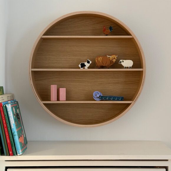 Curve Lab – Ronde Wandplank – Eikenhout – Ø 55 x 12 cm