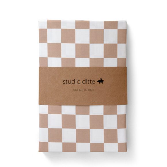 Studio Ditte – Hoeslaken – Blokjes Toffee – 90 x 200 cm