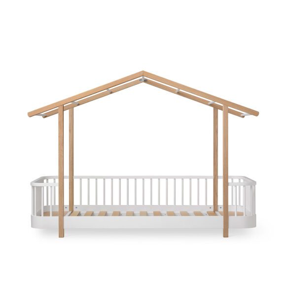 Oliver Furniture – Wood Original House Bed – Wit/Eikenhout, 90 x 200 cm