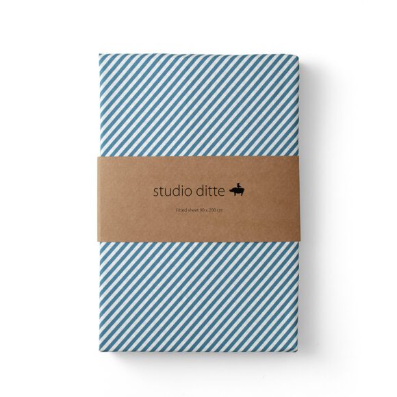Studio Ditte – Hoeslaken – Streepjes Denim – 90 x 200 cm