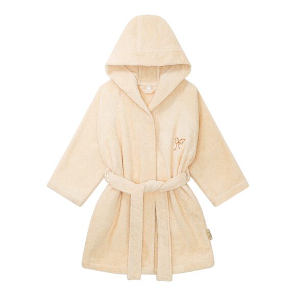Kas Kopenhagen – Badjas met Capuchon – 2-4 jaar – Bow, Creme
