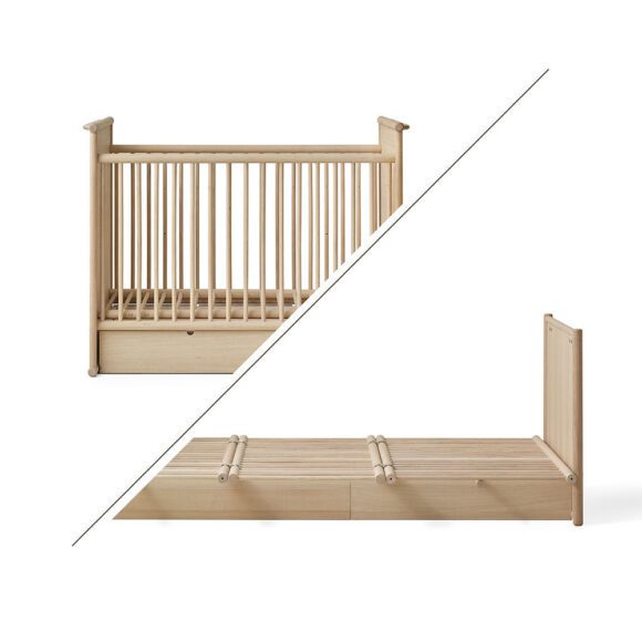Oliver Furniture – Camp Novel Bed, Ledikant Incl. Ombouw tot Twijfelaar – Eikenhout, 60 x 120/120 x 200 cm