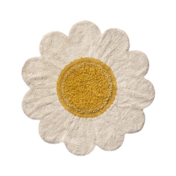 Lorena Canals – Wasbaar Vloerkleed – White Daisy – Ø 120 cm