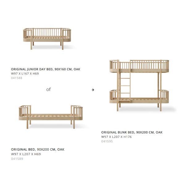 Oliver Furniture – Conversiekit – Wood Original Bed of Junior Day Bed naar Bunk Bed – Eikenhout