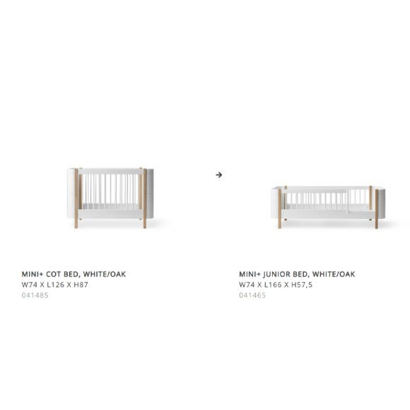 Oliver Furniture – Junior Kit – Wood Mini+ Ledikant naar Junior Bed – Wit/Eikenhout