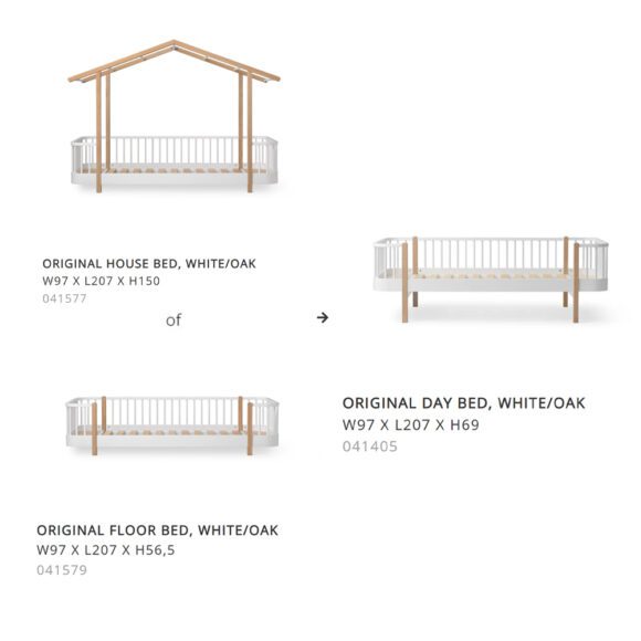 Oliver Furniture – Conversiekit – Wood House Bed of Floor Bed naar Day Bed – Wit/Eikenhout