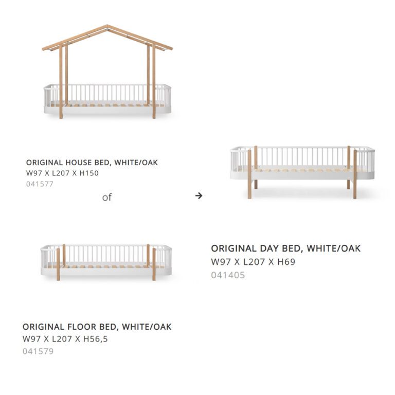 Oliver Furniture - Conversiekit - Wood House Bed of Floor Bed naar Day Bed - Wit/Eikenhout