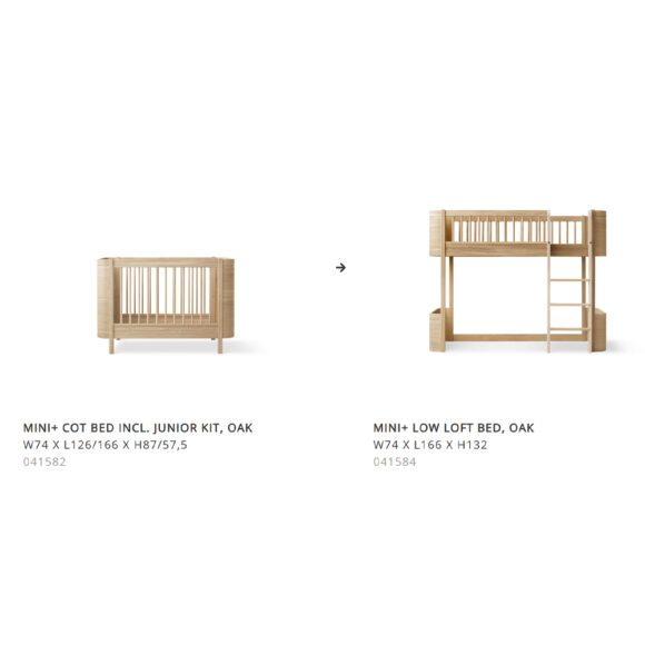 Oliver Furniture – Conversiekit – Wood Mini+ naar Low Loft Bed – Eikenhout