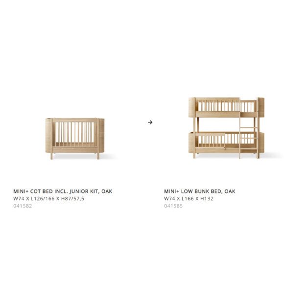 Oliver Furniture – Conversiekit – Wood Mini+ naar Low Bunk Bed – Eikenhout
