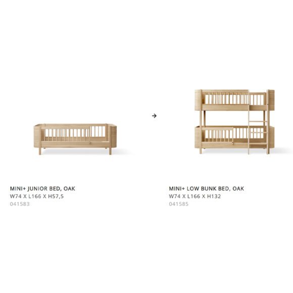 Oliver Furniture – Conversiekit – Wood Mini+ Junior Bed naar Low Bunk Bed – Eikenhout