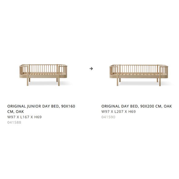 Oliver Furniture – Conversiekit – Wood Junior Day Bed naar Day Bed (90 x 200 cm) – Eikenhout