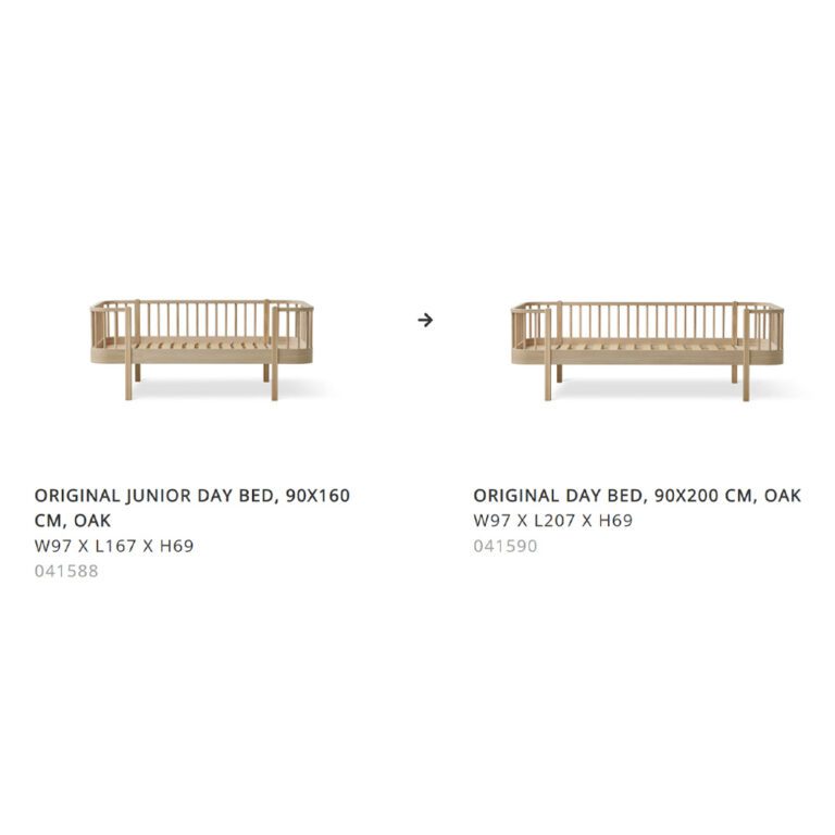 Oliver Furniture - Conversiekit - Wood Junior Day Bed naar Day Bed (90 x 200 cm) - Eikenhout