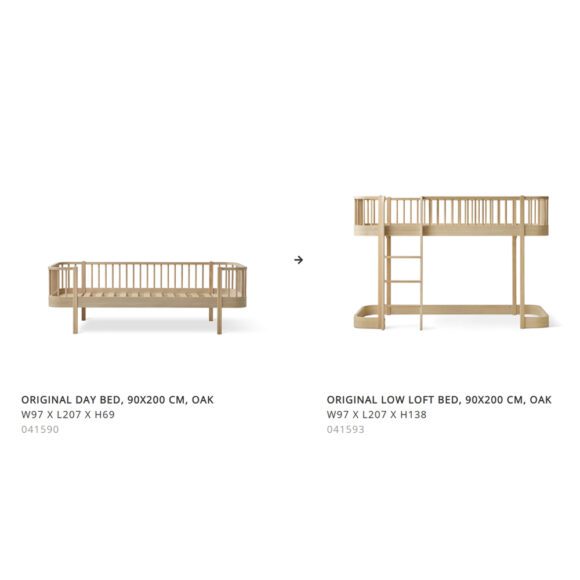 Oliver Furniture – Conversiekit – Wood Original Day Bed naar Low Loft Bed – Eikenhout